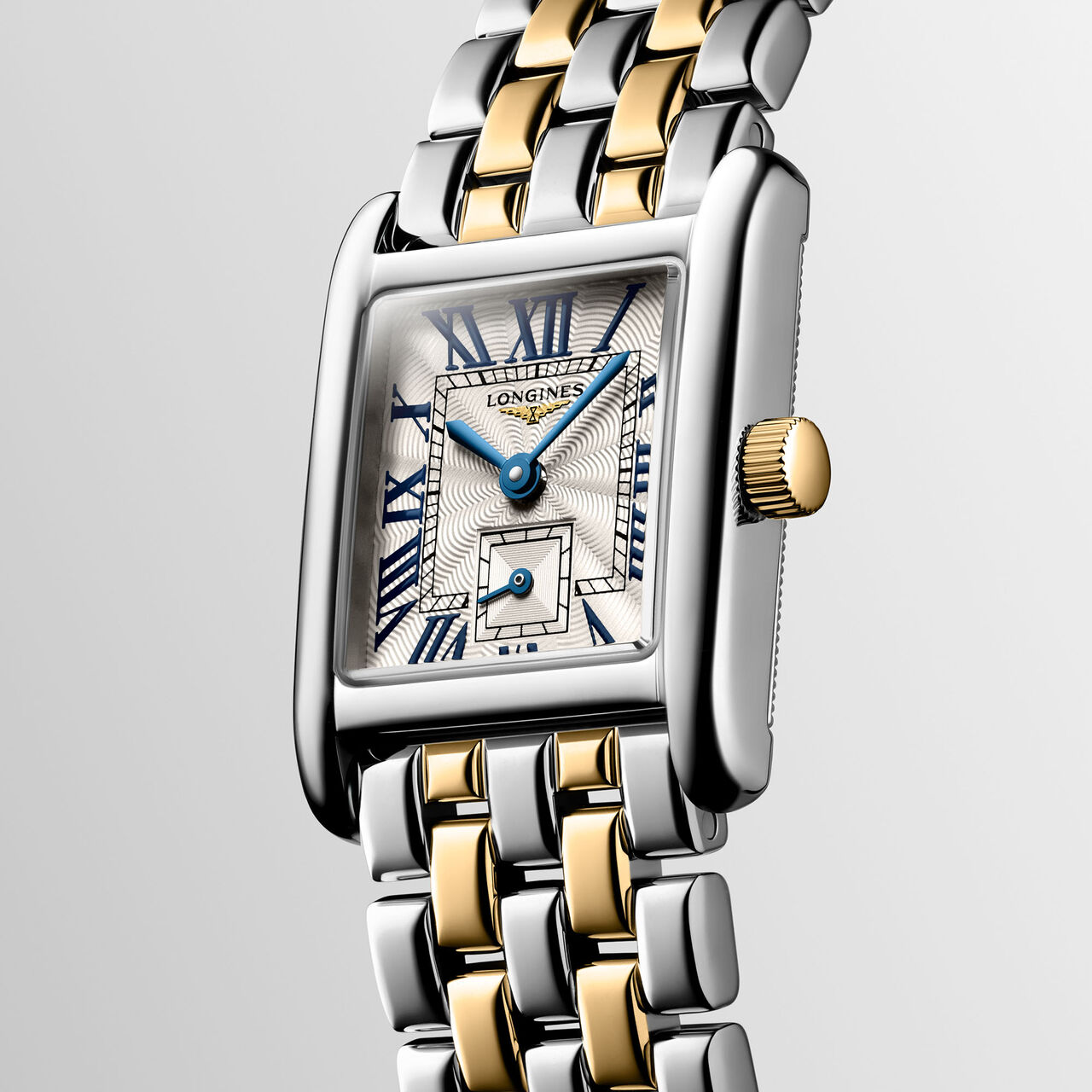 Side angle showing case thickness and two-tone strap image number 1